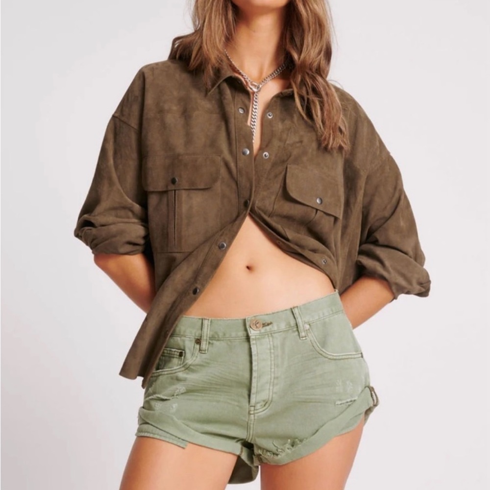 ONE TEASPOON Green/Khaki Bandit Shorts